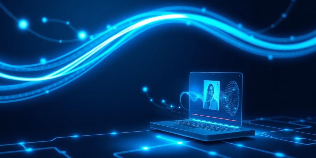 AI Video Downloader interface showing media download process with digital streams